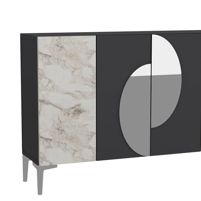 Hanah Home Consola KM120 Antracita, Mármol de Éfeso y Plata Hanah Home Consola KM120 Antracita, Mármol de Éfeso y Plata