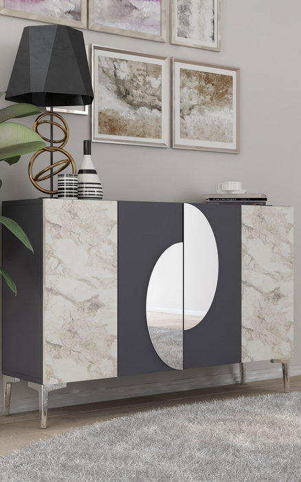 Hanah Home Consola KM120 Antracita, Mármol de Éfeso y Plata Hanah Home Consola KM120 Antracita, Mármol de Éfeso y Plata