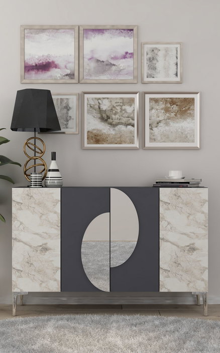 Hanah Home Consola KM120 Antracita, Mármol de Éfeso y Plata Hanah Home Consola KM120 Antracita, Mármol de Éfeso y Plata