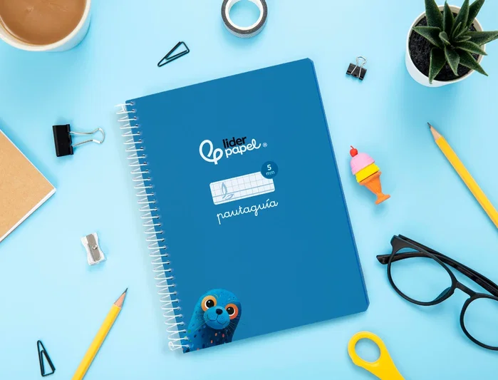 Liderpapel Cuaderno espiral Pautaguía A5 azul