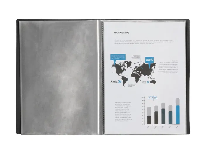 Liderpapel Carpeta Escaparate 30 Fundas Plástico Folio Negro