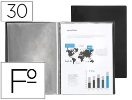 Liderpapel Carpeta Escaparate 30 Fundas Plástico Folio Negro