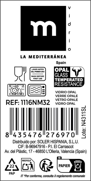 La Mediterranea Bol Opal Whom 16,5 cm (48 Unidades) SKU: B13J5ZK4LE