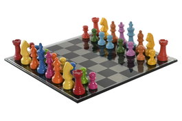 DKD Home Decor Juego de Mesa Ajedrez Resina y Cristal Multicolor 60x60 cm