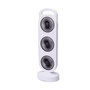 Basics Ventilador de Sobremesa Recargable Blanco y Negro con Asa, 3 Velocidades, Batería 1200mAh, Carga USB-C, Medidas 36.5x12x8.3 cm
