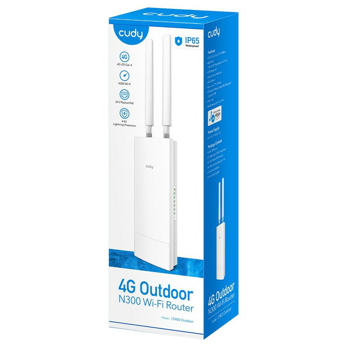 Cudy LT400 Router 4G LTE N300 Wi-Fi para exteriores, Blanco Cudy LT400 Router 4G LTE N300 Wi-Fi para exteriores, Blanco