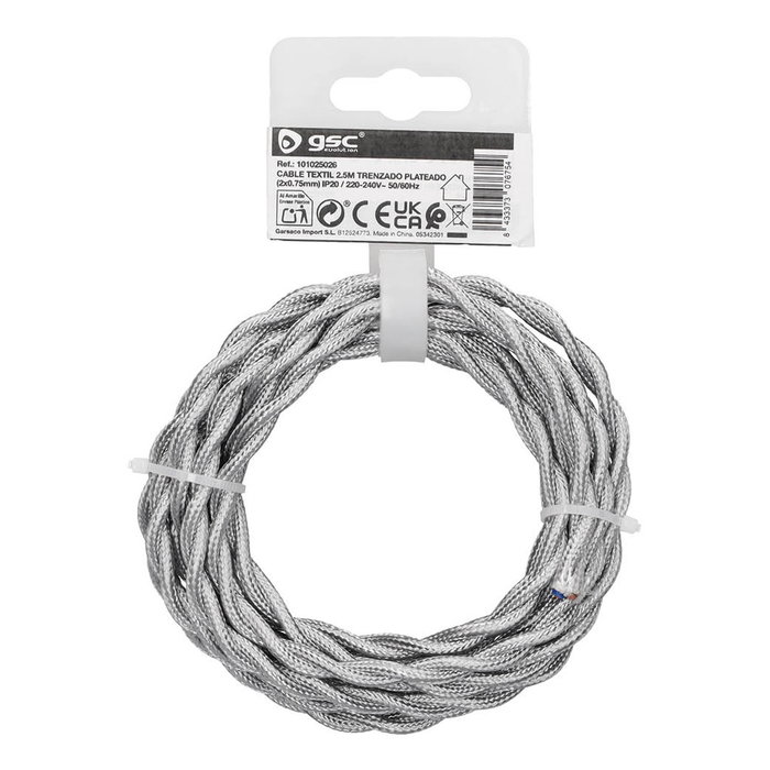GSC Evolution Cable textil trenzado 2,5M (2x0.75mm) Plateado GSC Evolution Cable textil trenzado 2,5M (2x0.75mm) Plateado