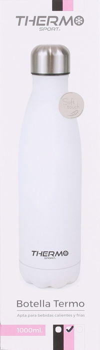 Thermosport Botella Termo Soft Touch 1000 ml - Botella Térmica de Acero Inoxidable con Aislamiento al Vacío, Diseño Ergonómico, 32 cm (6 Unidades)