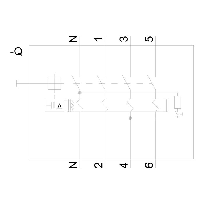 Siemens FI-Schalter 5SV33446KL Tipo A 40A 3+N-pol 30mA 400V 4TE N-links