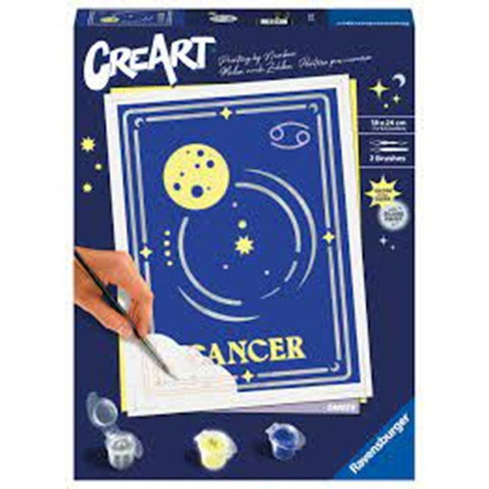 Ravensburger Kit Pintura por Números CreArt Serie Trend D Zodiac: Cáncer, con Lámina, Acuarelas y Pincel para Adultos - Actividad Creativa y Relajante Ravensburger Kit Pintura por Números CreArt Serie Trend D Zodiac: Cáncer, con Lámina, Acuarelas y Pincel para Adultos - Actividad Creativa y Relajante