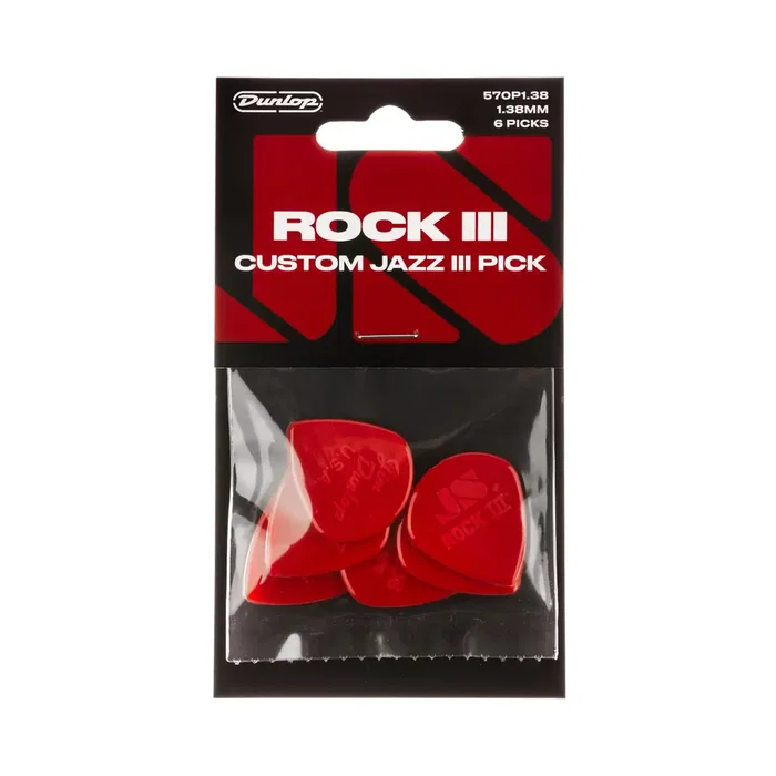 Dunlop Rock III Nylon Custom Jazz III Gold Púas Guitarra Pack 6