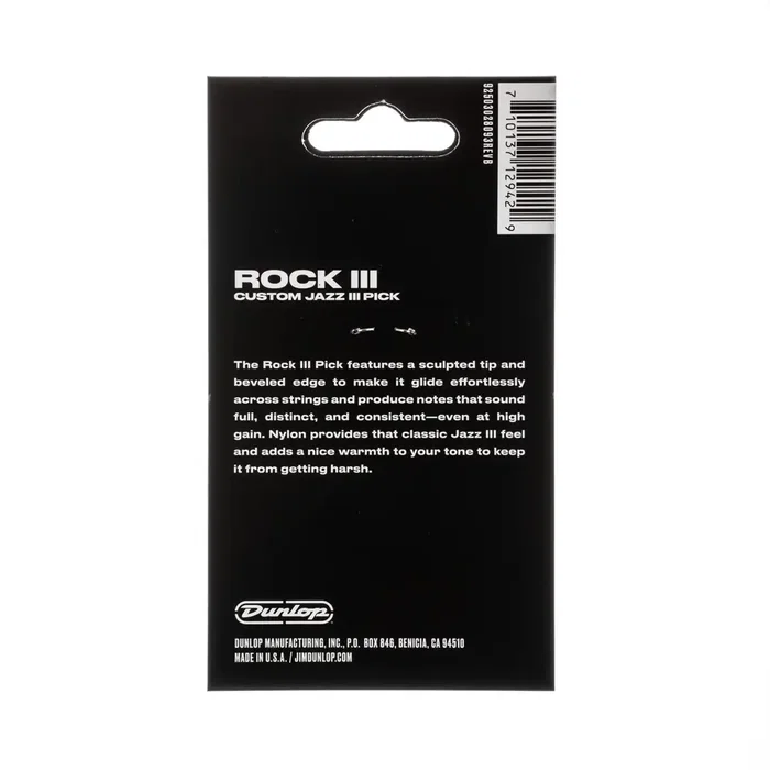 Dunlop Rock III Nylon Custom Jazz III Gold Púas Guitarra Pack 6