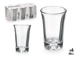 Vivalto Set 6 Vasos Chupito 50 ml Vidrio Transparente 17.3x7.5x8 cm (Set de 12)