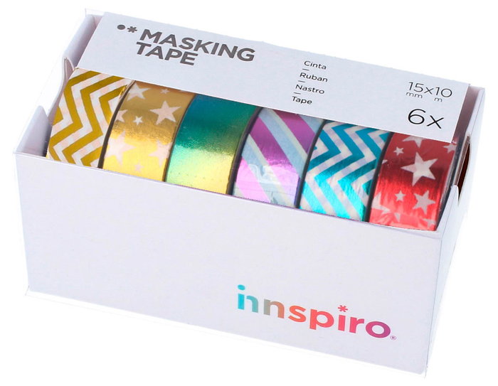Innspiro Set de 6 cintas masking tape Washi foil Serie 1 metal Innspiro Set de 6 cintas masking tape Washi foil Serie 1 metal