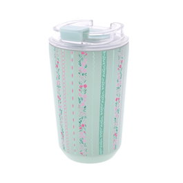 AUREA Vaso térmico con interior cerámico 400ml Mint Petal Lines
