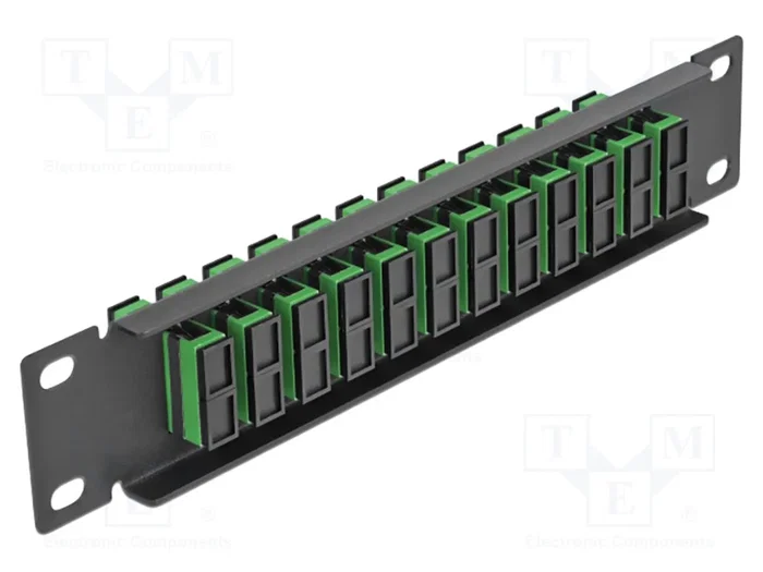 DeLOCK Patchpanel de fibra óptica 10″ 12 puertos SC Duplex verde 1U negro