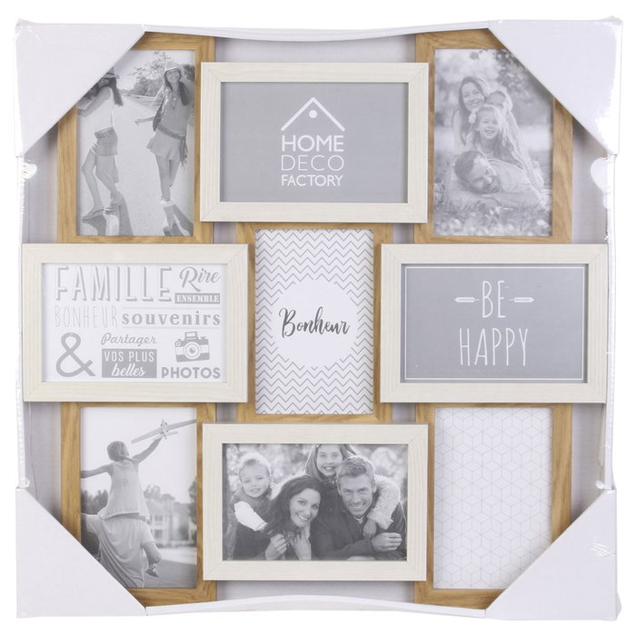 Home Deco Factory Marco 9 Fotos Madera y Blanco para 9 fotos de 10x15 cm
