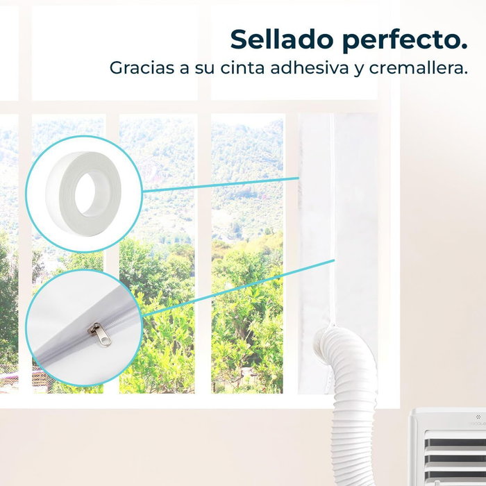 Cecotec Kit universal aislamiento ventanas 163x35 cm para climatizador, poliéster blanco