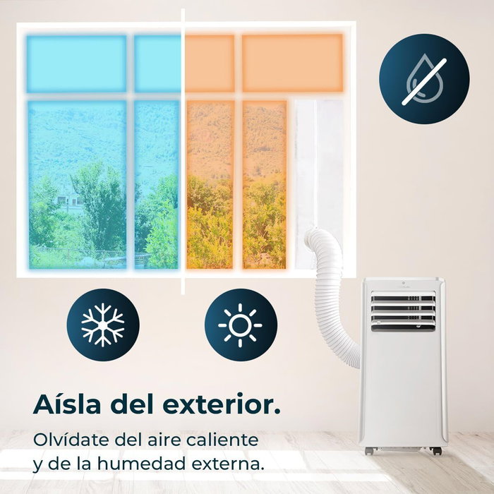 Cecotec Kit universal aislamiento ventanas 163x35 cm para climatizador, poliéster blanco