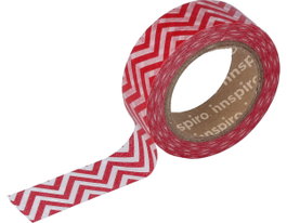Innspiro Cinta masking tape Washi zig zag rojo 15mm x 10m Serie Deco
