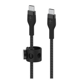 Belkin Cable USB-C a USB-C Trenzado de 3 Metros (3m) Negro, para Carga y Datos, CAB011BT3MBK