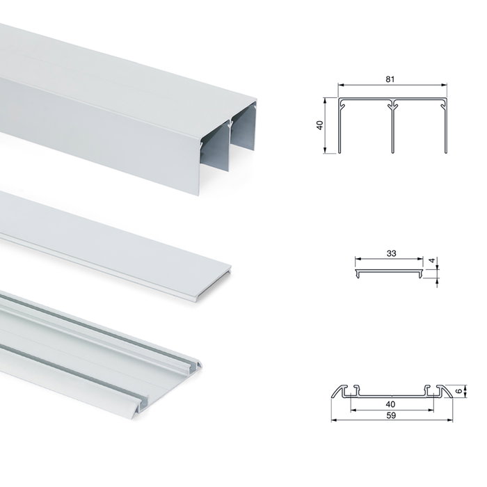 Emuca Kit de herrajes para armario de 2 puertas correderas y cierre suave Placard 81, perfil Deep, espesor 18mm, tableros no incluidos, Anodizado mate Emuca Kit de herrajes para armario de 2 puertas correderas y cierre suave Placard 81, perfil Deep, espesor 18mm, tableros no incluidos, Anodizado mate