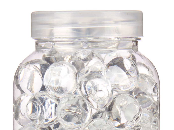 Giftdecor Bote de Gel Transparente para Decoración, 500 Gramos, Dimensiones 7.2 x 17.5 x 7.2 cm, Incluye Bolas de 2 cm (Set de 24)