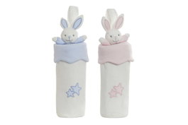 DKD Home Decor Portabiberon Happy Rabbit 6 Unidades Azul Celeste Rosa 10 x 30 x 9 cm
