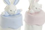 DKD Home Decor Portabiberon Happy Rabbit 6 Unidades Azul Celeste Rosa 10 x 30 x 9 cm