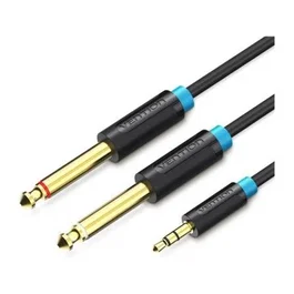 Vention Cable Audio BACBH - Estéreo Jack 3.5mm Macho a 2x Jack 6.35mm (1/4") Macho, 2 Metros, Negro