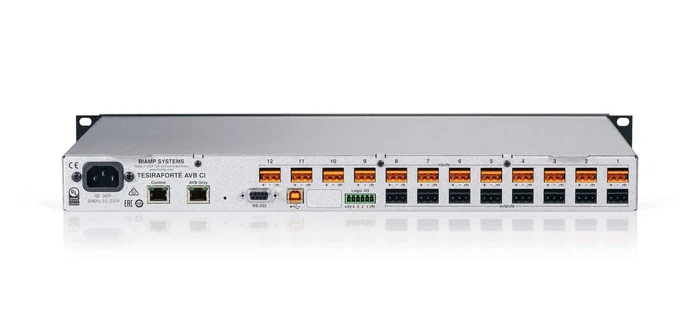 Biamp TesiraFORTÉ AVB CI - Procesador de Audio Digital, Conectividad AVB/CI, 1U Rack, Pantalla OLED, Rango 20-20000 Hz, 12 Entradas/8 Salidas Analógicas, Gigabit Ethernet