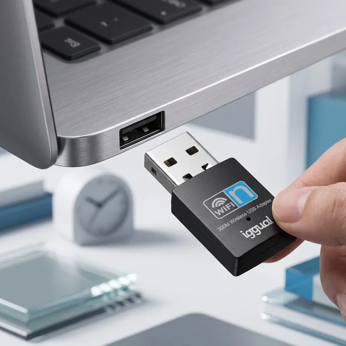 Iggual Adaptador USB WiFi 300 Mbps 2,4 GHz IGG320488