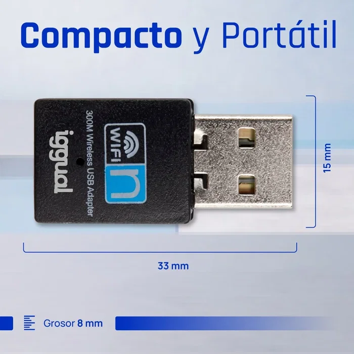 Iggual Adaptador USB WiFi 300 Mbps 2,4 GHz IGG320488