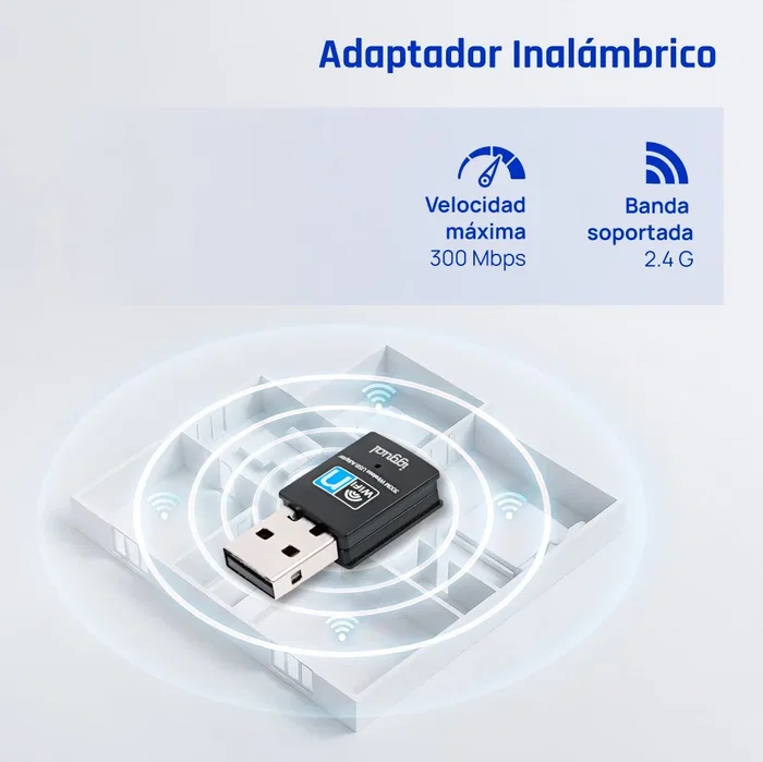 Iggual Adaptador USB WiFi 300 Mbps 2,4 GHz IGG320488