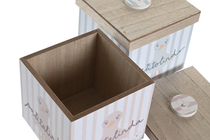 DKD Home Decor Patito Lindo 23 Caja Baby Rosa Azul 11.5 x 11 x 11.5 cm (8 Unidades)
