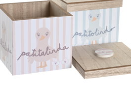 DKD Home Decor Patito Lindo 23 Caja Baby Rosa Azul 11.5 x 11 x 11.5 cm (8 Unidades)