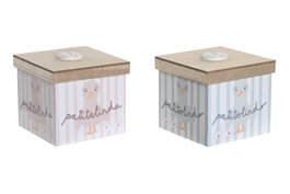 DKD Home Decor Caja MDF Patitos y Mapache Rosa y Azul Surtido de 2