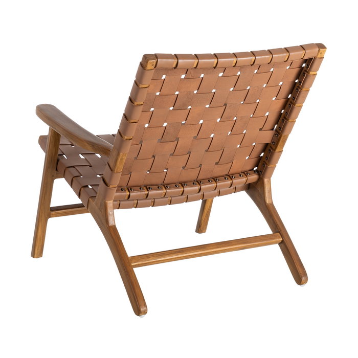 Butaca Marrón Madera Teca-Piel Salón 74 X 78 X 75 cm Butaca Marrón Madera Teca-Piel Salón 74 X 78 X 75 cm