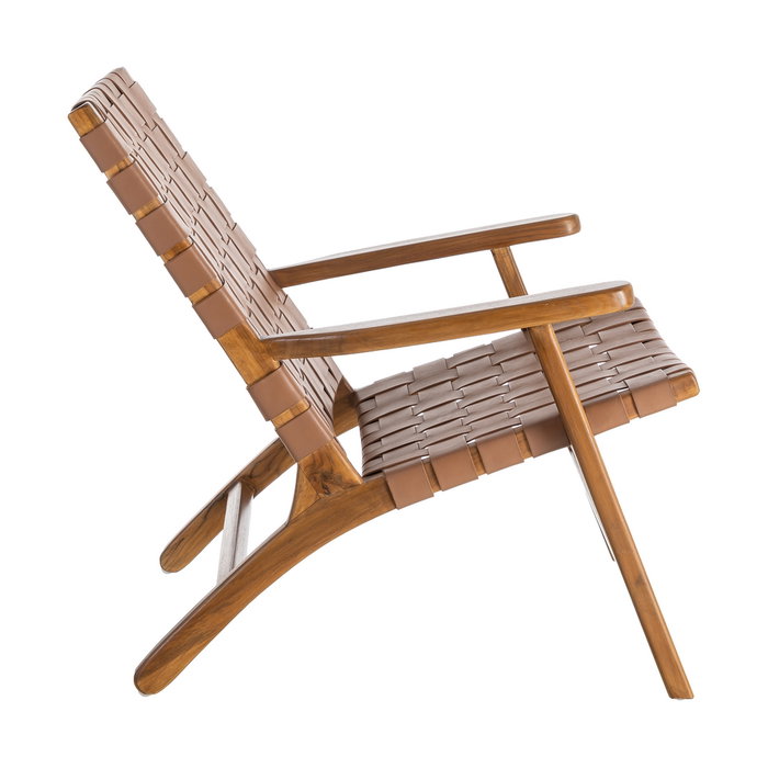 Butaca Marrón Madera Teca-Piel Salón 74 X 78 X 75 cm Butaca Marrón Madera Teca-Piel Salón 74 X 78 X 75 cm