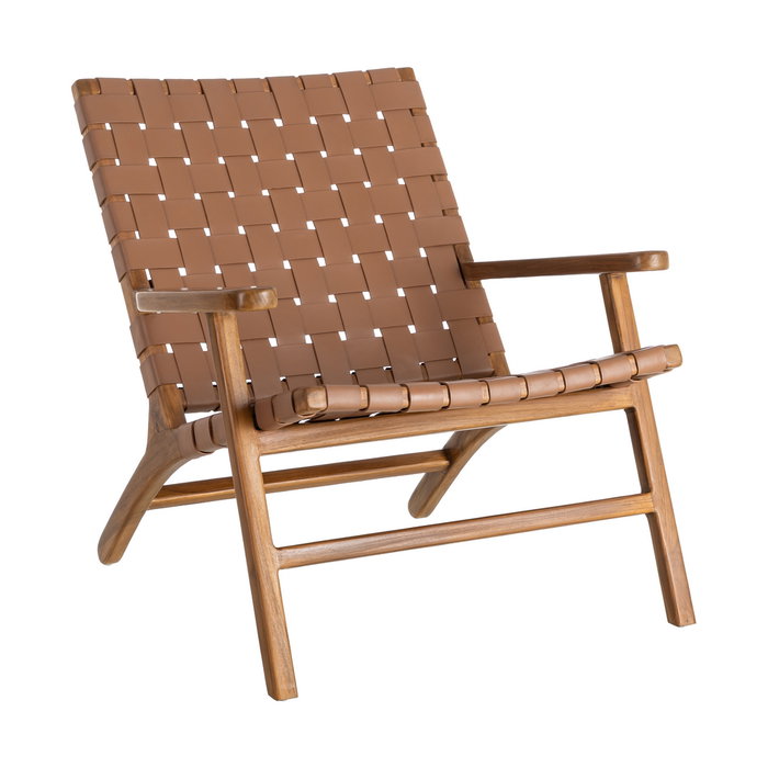 Butaca Marrón Madera Teca-Piel Salón 74 X 78 X 75 cm Butaca Marrón Madera Teca-Piel Salón 74 X 78 X 75 cm