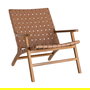 Butaca Marrón Madera Teca-Piel Salón 74 X 78 X 75 cm