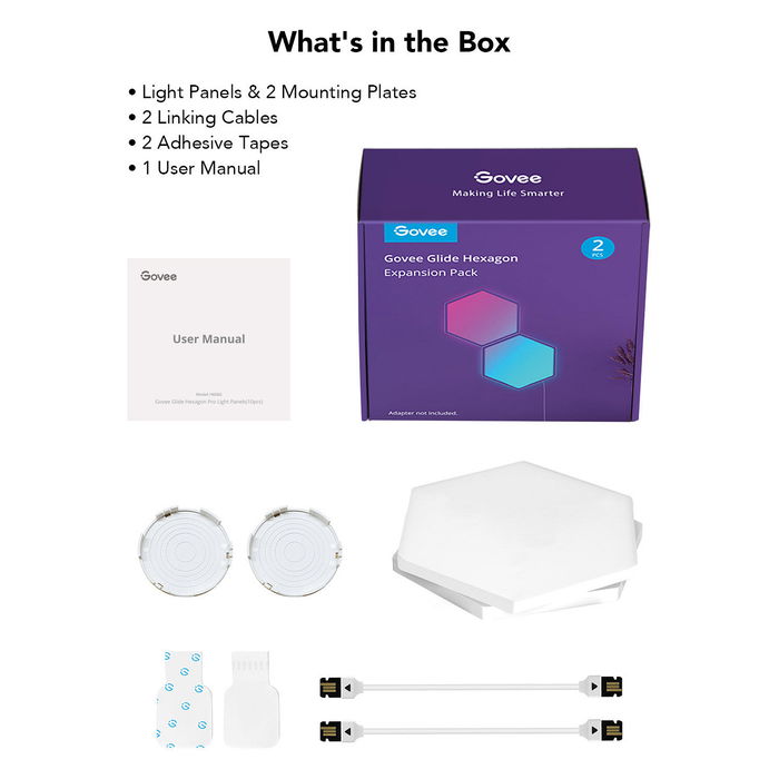 Govee H6061 Paneles de Luz de Expansión (2 Paneles) con Cables de Conexión para Paneles de Luz