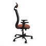 Silla de oficina Zulema con mecanismo Sincro tapizada con Tela color Marrón y malla color Negro. Equipada con lumbar 1D, Brazos 2D, Cabecero Fijo y Ruedas 65mm nailon