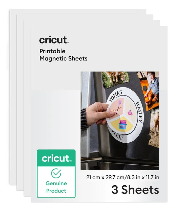 Cricut 2012792 - 3 Hojas Magnéticas Imprimibles A4 Blancas para Maker, Explore, Joy Xtra y Venture
