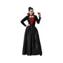 Disfraz de Vampiresa Mujer Adulta Largo Negro con Escote Rojo y Cuello Alto M-L