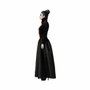 Disfraz de Vampiresa Mujer Adulta Largo Negro con Escote Rojo y Cuello Alto M-L