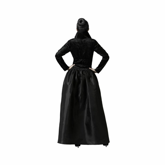 Disfraz de Vampiresa Mujer Adulta Largo Negro con Escote Rojo y Cuello Alto M-L
