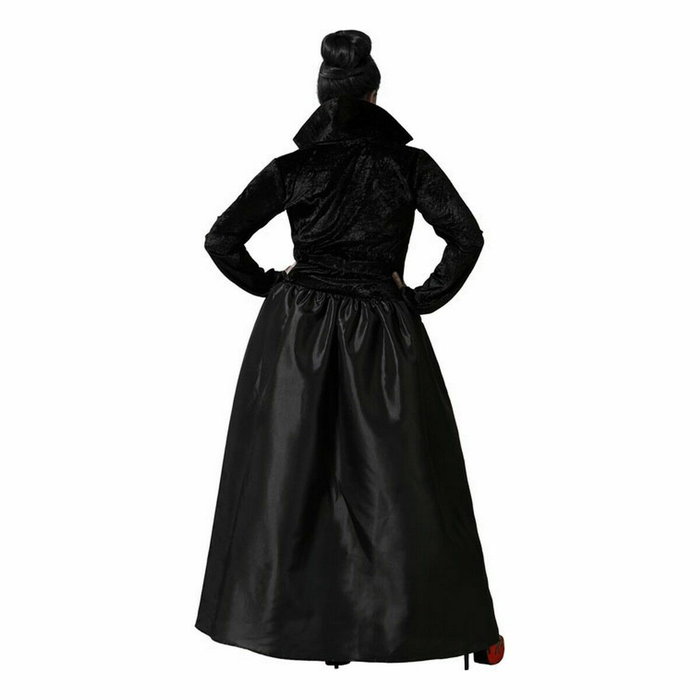 Disfraz de Vampiresa Mujer Adulta Largo Negro con Escote Rojo y Cuello Alto M-L