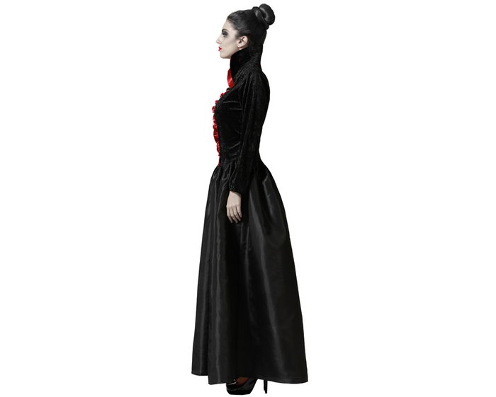 Disfraz Vampiresa Negra con Escote Rojo para Mujer Adulto M-L Halloween