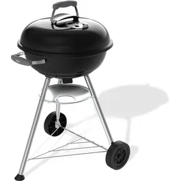 Weber Compact Kettle - Barbacoa de Carbón 47 cm, Acero Esmaltado, Ventilación, para 6 Personas, Negra